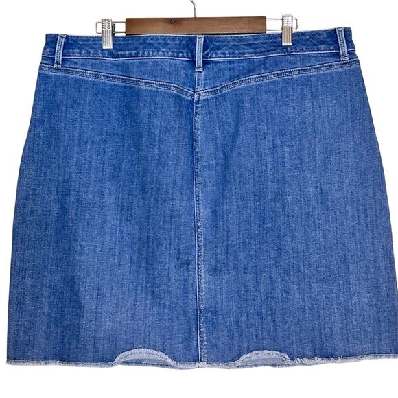 Talbots Denim Coastal Cowgirl Preppy Skirt Raw Fringe Hem Sexy Cottage Size 18 - Picture 5 of 6